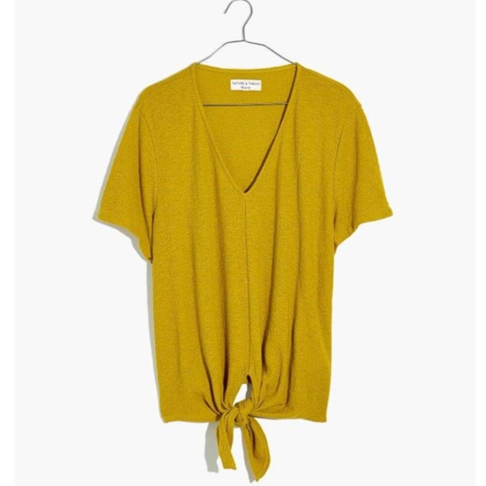 J.CREW Women's Texture & Thread V-Neck Modern Tie-Front Top Size S Golden Meadow